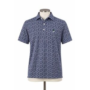 Draddy Sport Cool Casner Polo Mens Medium Navy Floral Golf Shirt BDSK28 NEW
